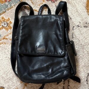 Perlina Black Leather Backpack Purse
